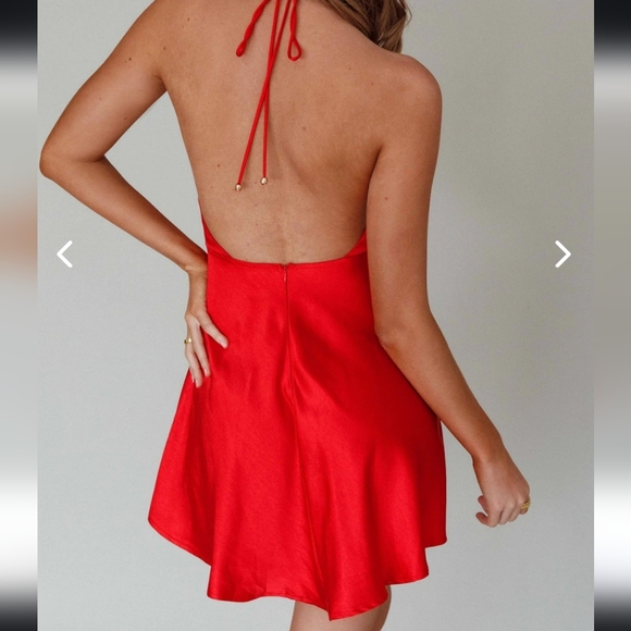 ANGEL BIBA BELLA NOTTE PLUNGING A-LINE MINI DRESS CHERRY - Picture 5 of 12